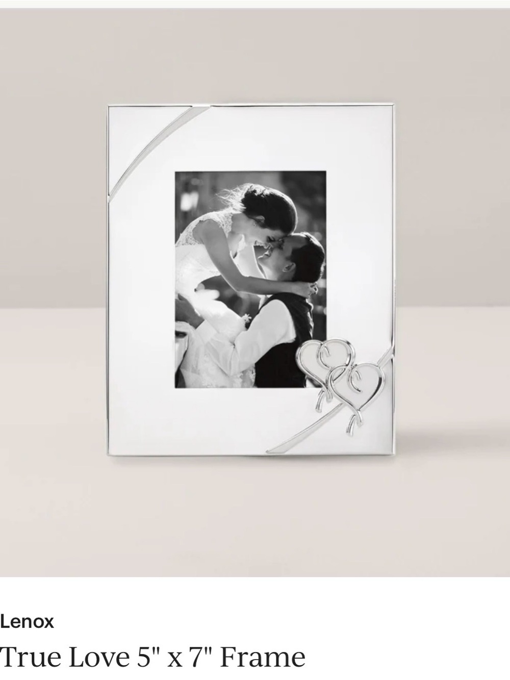 Lenox True Love 5x7 Silverplate Photo Frame Portrait Freestanding Clear Glass